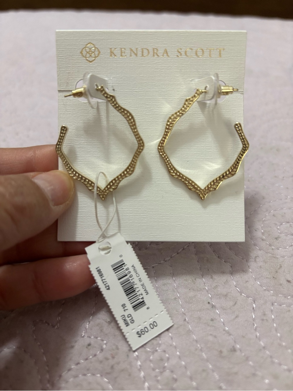 Kendra Scott Gold Textured Miku open Hoop Earrings NWT